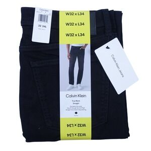 Calvin Klein Men Jeans 32x34 Straight Fit High Stretch True Black 5-Pockets NWT